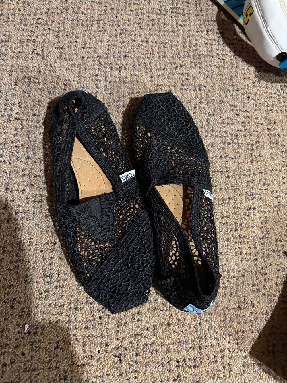 Toms Black Crochet Slip-On Flats
